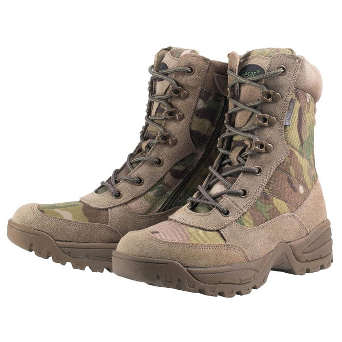 Teesar TACTICAL MULTICAM boots side zip hunting hiking trekking duty footwear - GoMilitar