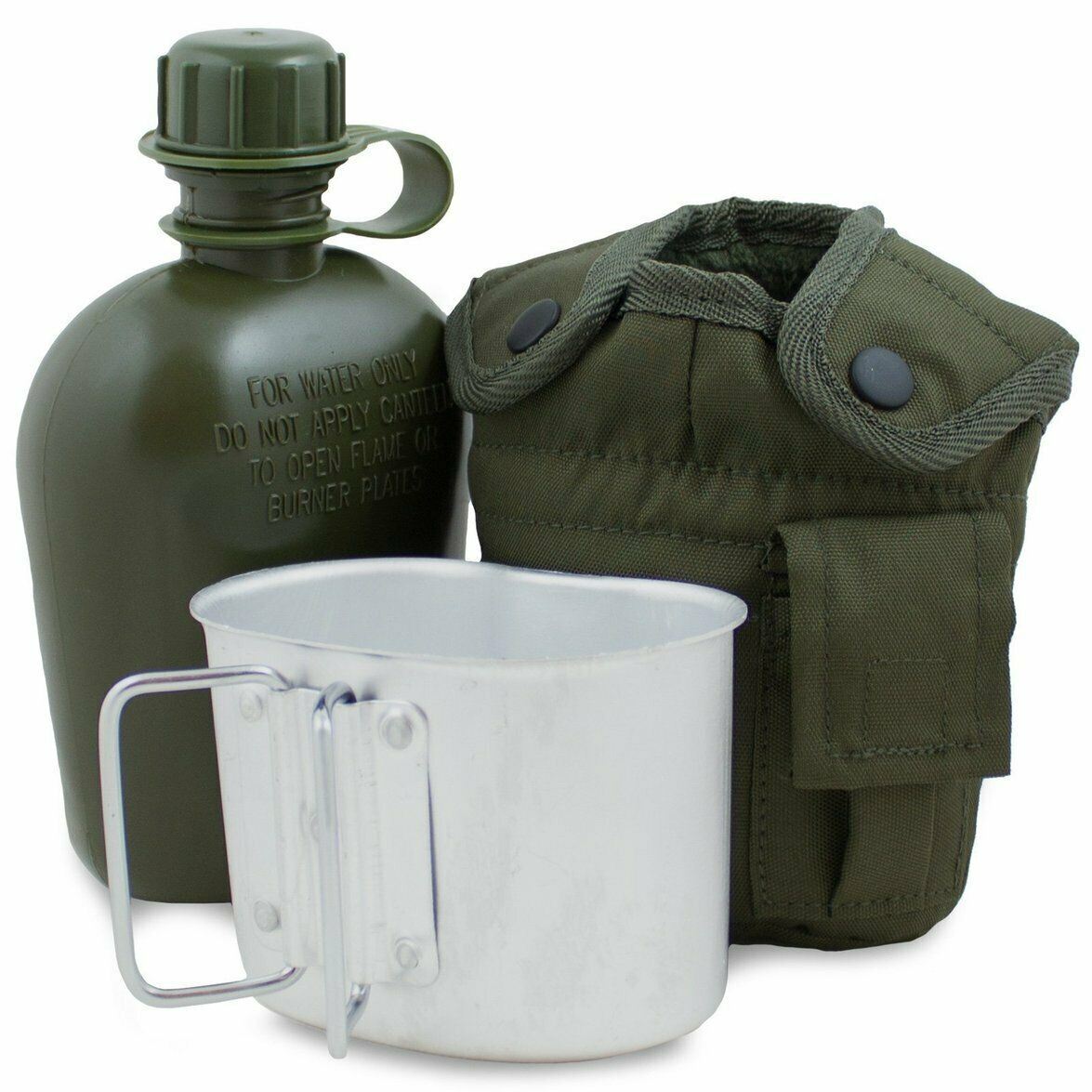 U.S. Army style canteen M1 water bottle with cover cup & alice clips US military