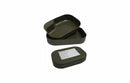 Olive green Wildo Camp Box kit with two plates and a lid made from durable BPA-free plastic for outdoor use