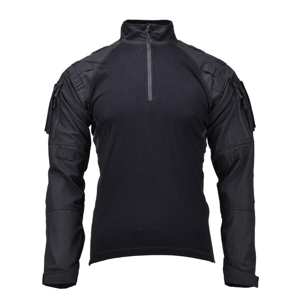 Mil-Tec Brand Military style black tactical field  troops combat shirt TYPE 2 athletic fit high neck black