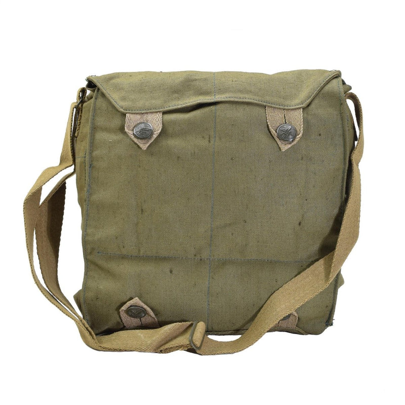 Vintage Czech Military gas mask shoulder bag green canvas vintage surplus 6L lightweight
