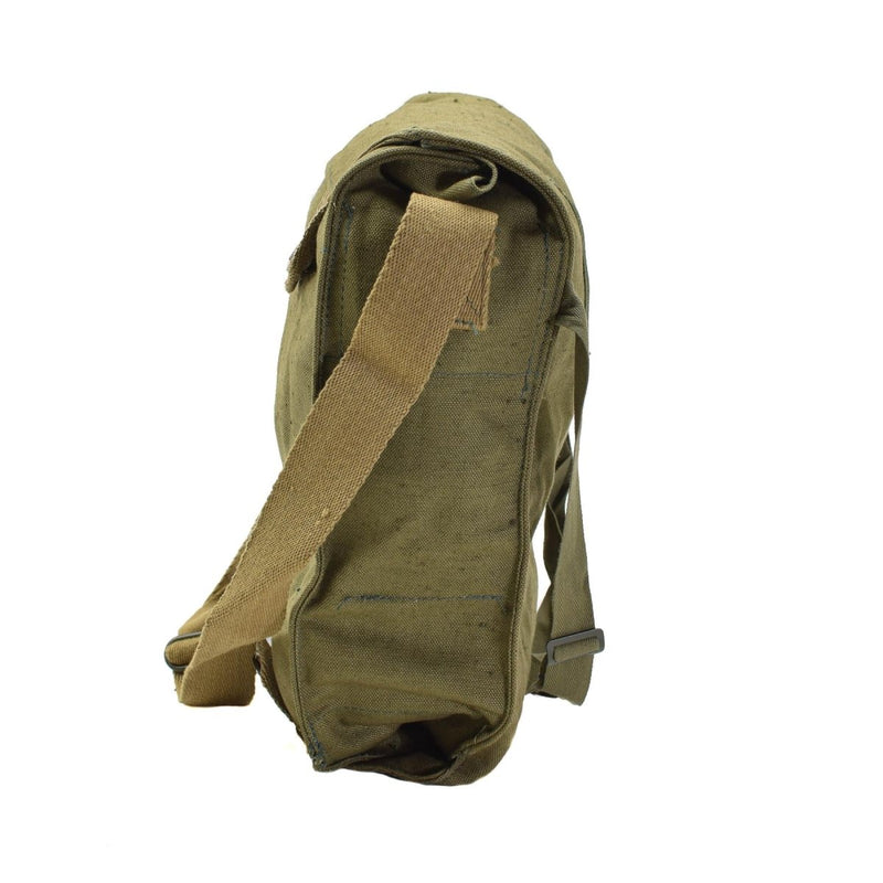 6L Vintage Czech Military gas mask shoulder bag green canvas surplus