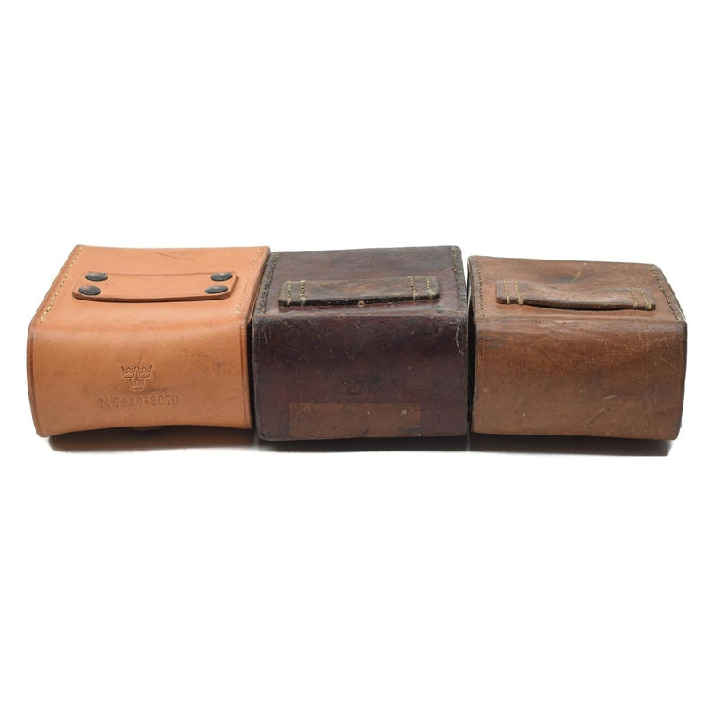 Swedish military hard leather belt pouch universal magazine bag