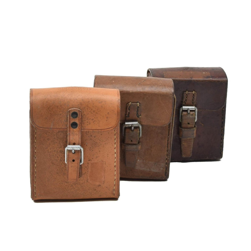 Swedish military hard leather belt pouch universal magazine bag vintage